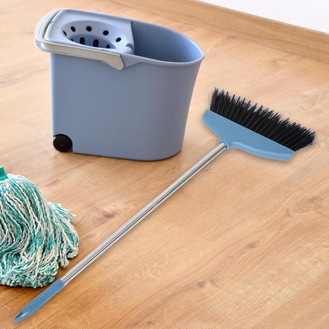 BESPORTBLE Soft Bristle Broom Dustpan Set Blue Floor Sweeping Broom Non-Stick - Image 5