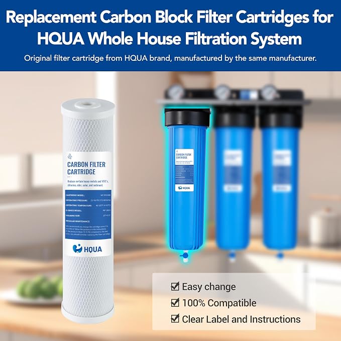Whole House Carbon Block Replacement Filter Cartridge, Fit - Image 2