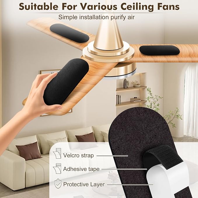 15 Pack Ceiling Fan Filters for Blades, Universal Ceiling Fan Filters, - Image 5
