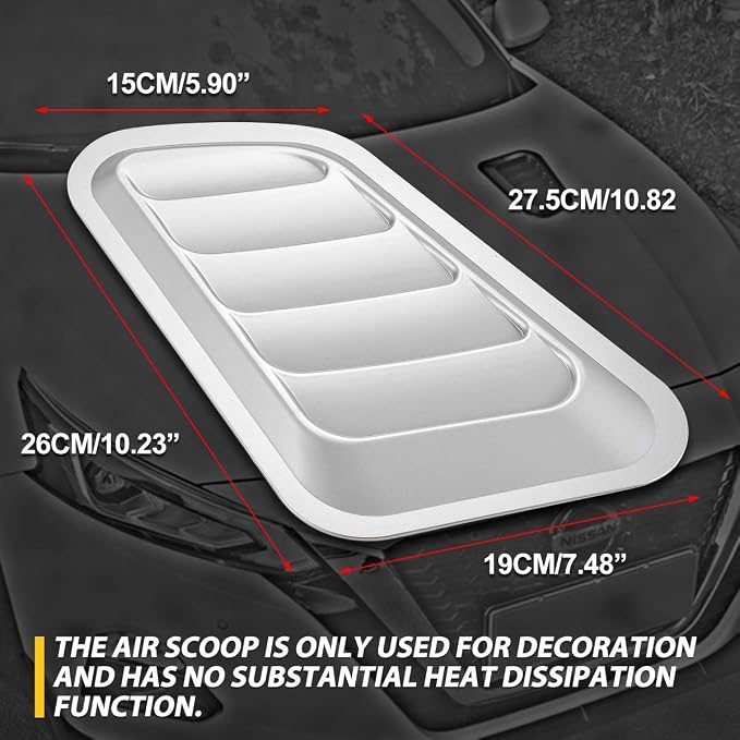 KaTur 1 Pair Universal Car ABS Decorative Air Flow Intake Scoop Turbo Bonnet - Image 6