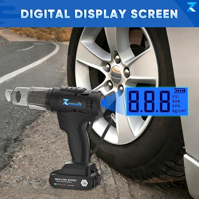 2 in 1 Cordless Car Vacuum and Air Compressor, 5000PA Powerful Suction & 150PSI - Image 4