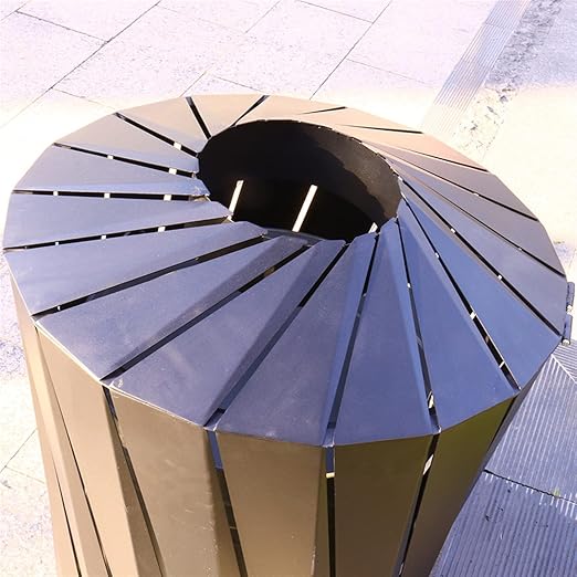 GLigeT Outdoor Trash can Round Steel Trash Can Modern Simple Outdoor Trash Can - Image 3