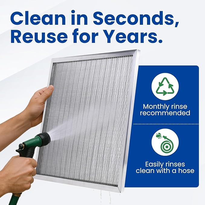 McPherson Reusable Air Filter 24x30x1 | Washable MERV 8 | Made in USA Metal - Image 3
