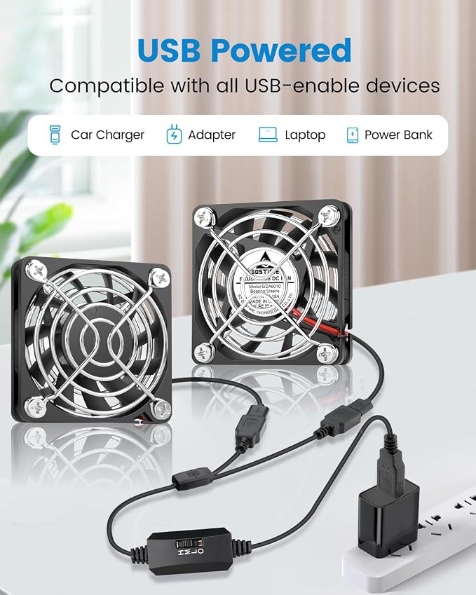 GDSTIME Dual 60mm x 10mm USB Fans - Image 3