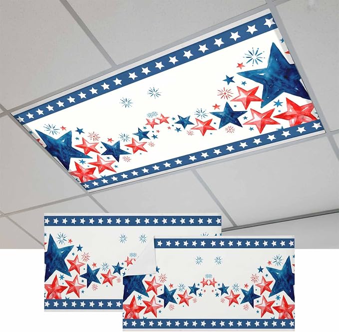 Independence Day Fluorescent Light Covers 2 Pack Five-Pointed Star Frame by Unknown