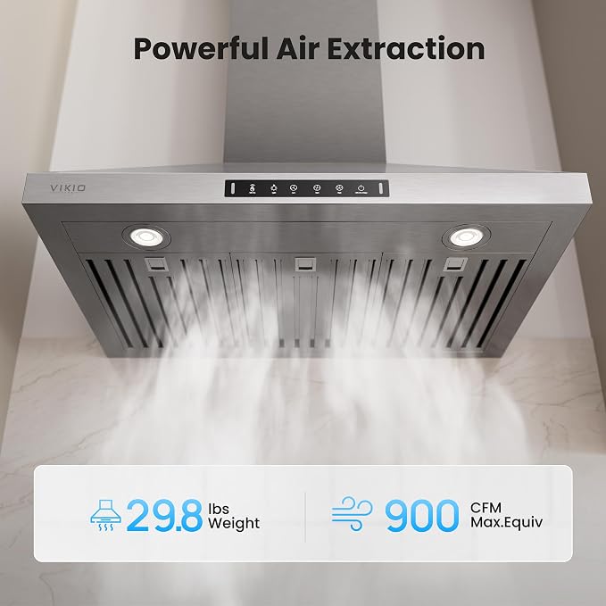 Wall Mount 30 Inch Range Hood 900 CFM, Ductless/Ducted Convertible Kitchen Hood - Image 2