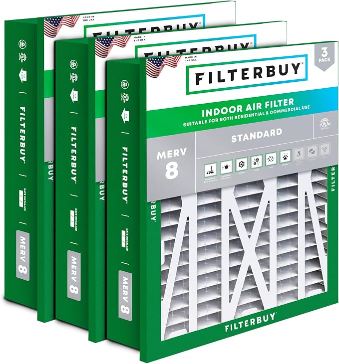 Filterbuy 20x20x5 Air Filter MERV 8 Essential Dust & Allergy Defense, by Filterbuy