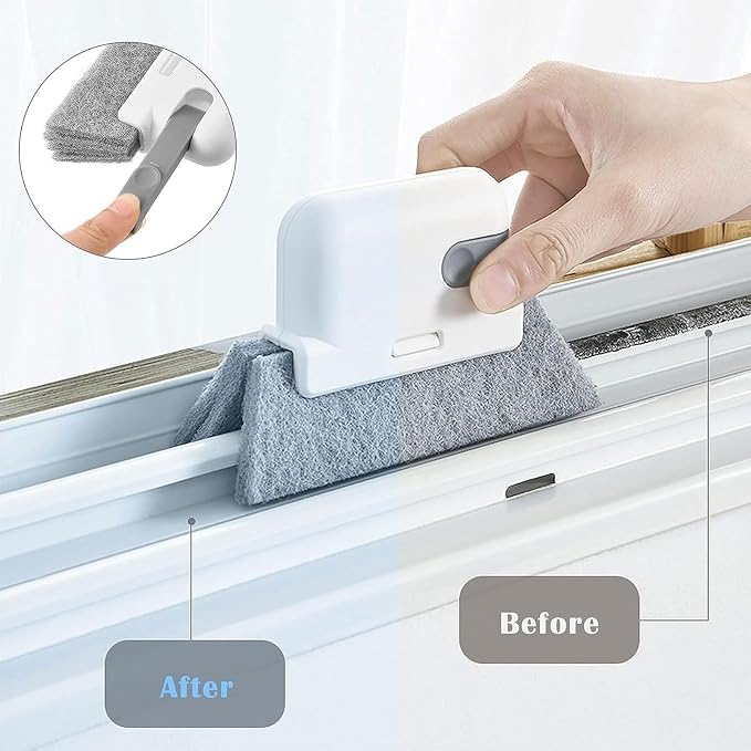 2 in 1 Window Brush Wet and Dry Brushes Window Grooves Scrubber Tools Set Door - Image 6