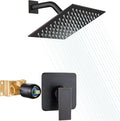 Heyalan 8 Inch Shower Head and Handle Set Square Shower Faucet Set Bathroom Rainfall Shower System Stainless Steel Showerhead Single Function Shower Trim Kit,Female Thread Valve,Oil Rubbed Bronze