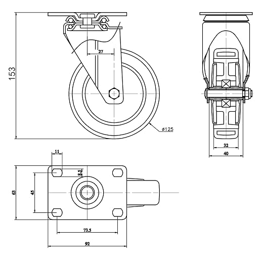 Finnhomy 5 Inch Caster Wheels Set of 4 Heavy Duty Plate Swivel Casters - Image 7