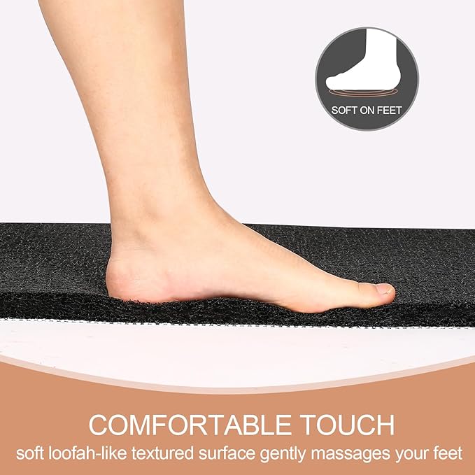 Joyhalo Shower Mats for Showers Anti Slip for Elderly, 32'' x 24'' Non Slip Bath Mat for Inside Shower, Bath Tub Mats for Bathroom Non Slip for Shower, PVC Loofah Bathroom Mats, Black
