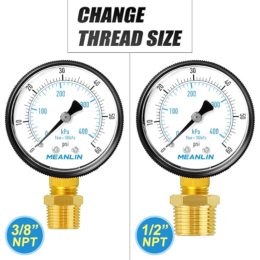 MEANLIN MEASURE 1/4" NPT 0-60Psi 2" FACE DIAL Swimming Pool Water Pressure - Image 3