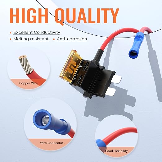 RVBOATPAT 16pcs 12V Fuse Taps Low Profile Mini Micro2 Fuse Holder Automotive - Image 5