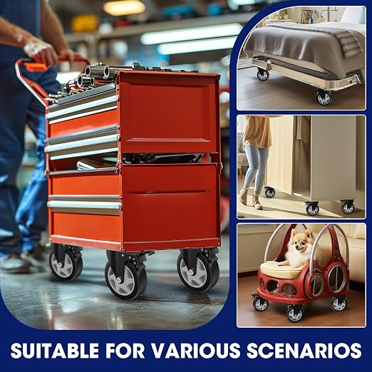5" Heavy Duty Plate Casters, 1400 Lbs Dual Brake - Image 7