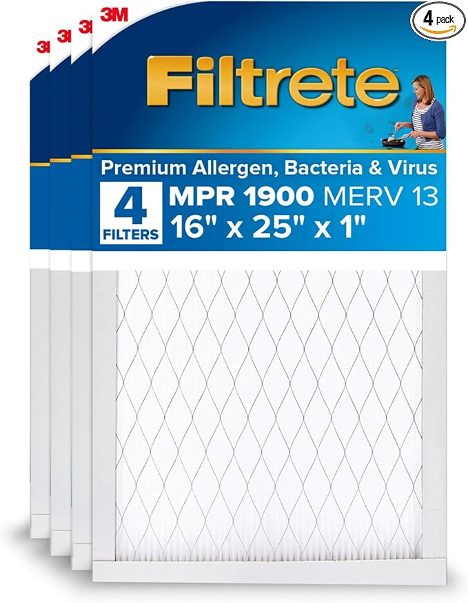 Filtrete 16x25x1 AC Furnace Air Filter, MERV 13, MPR 1900, Premium Allergen by Filtrete