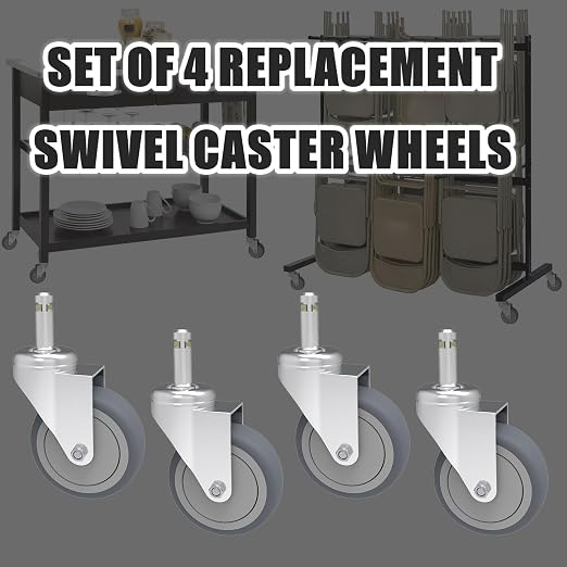 RILIDRI 5-Inch Swivel Caster Wheels, 7/16-Inch Stem Diameter Rubber Wheel - Image 8