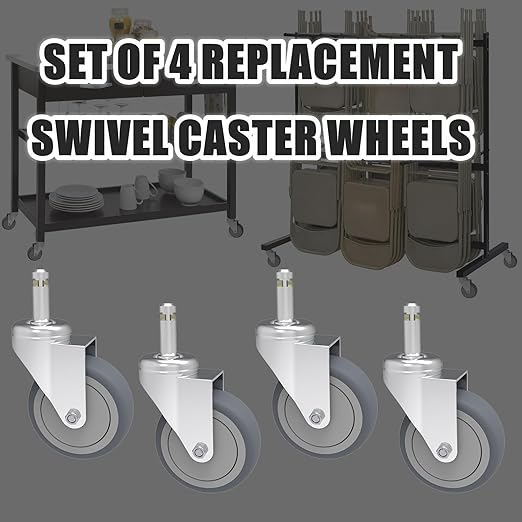 RILIDRI 2-Inch Swivel Stem Caster, 7/16-Inch Stem Diameter Rubber Wheel - Image 3