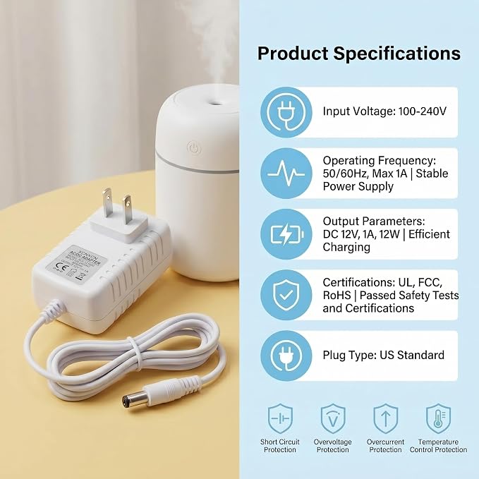 12V 1A Power Cord Compatible - Image 3
