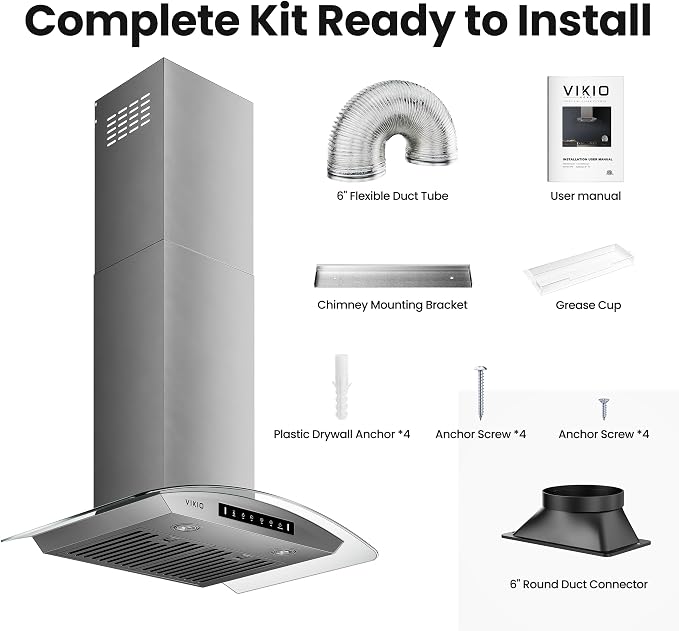 30" Wall Mount Range Hood Tempered Glass 900 CFM, Kitchen Chimney Vent - Image 8