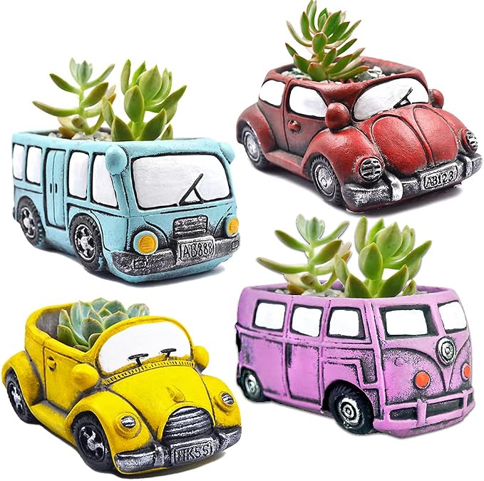 4 Pack Colorful Planters Pots, Indoor Small Plants Pots by Ascrafter