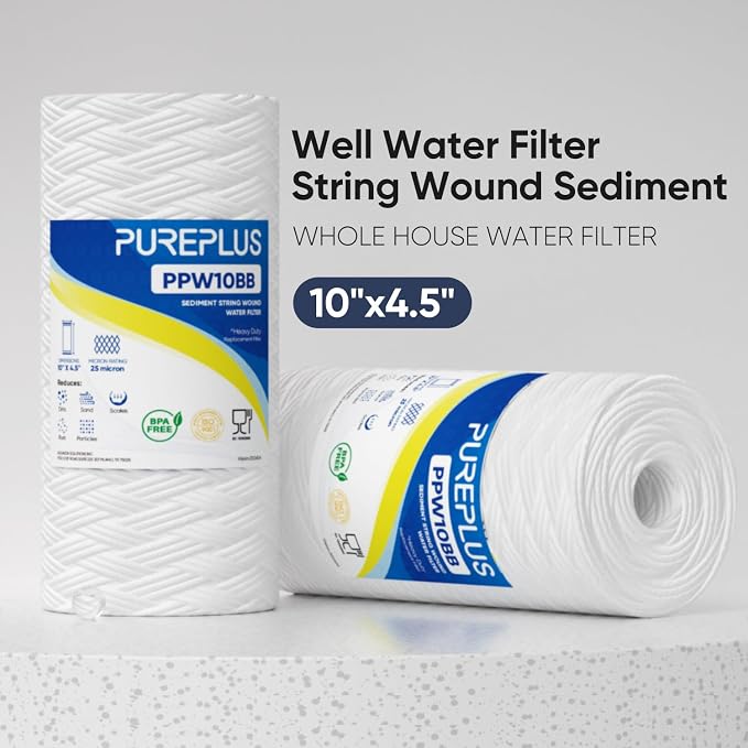 PUREPLUS 25 Micron 10 x 4.5 Whole House String Wound Sediment Filter - Image 2