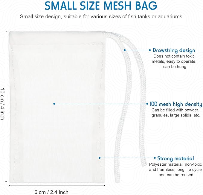 Shappy 12 Pieces Aquarium Filter Media Bags 150 Micrometer Fine Filter - Image 2