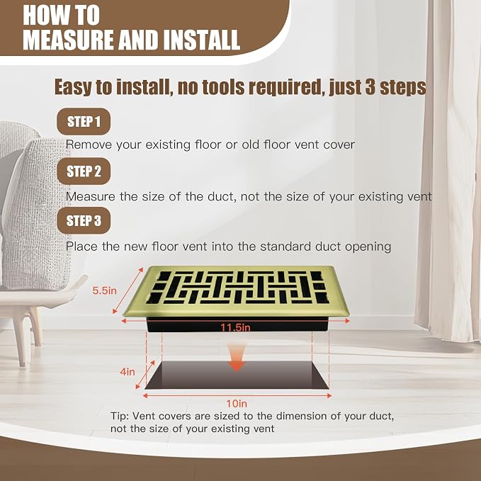 Air Floor Vent Adjustable Register 4x12 Inch Floor Register Vents - Image 6
