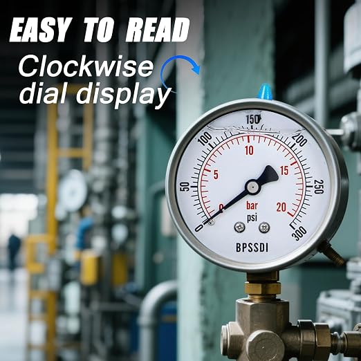 0-300 Psi Glycerin Liquid Filled Pressure Gauge, 2.5" Dial Size, 1/4" NPT Lower - Image 5
