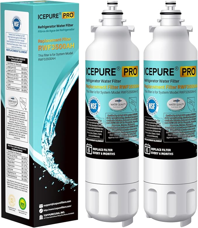 ICEPURE PRO ADQ73613401 NSF401&473&53&42 Certified Refrigerator Water Filter by ICEPURE
