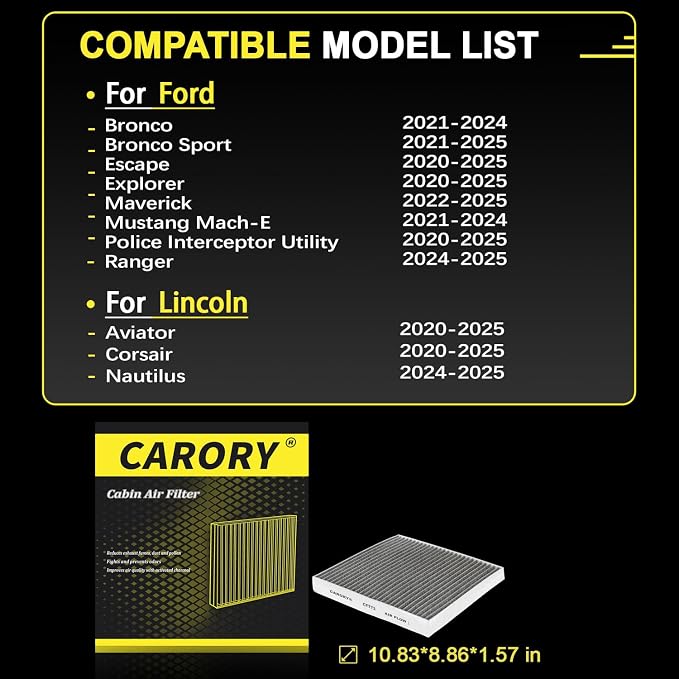 CARORY Cabin Air Filter w/Activated Carbon - Image 3
