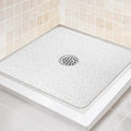 Shower Mat Non Slip,27 x 27 Inch Extra Large Bath Mat with Drain,Soft Square Loofah Shower Stall Mat Bathtub Mat for Bathroom,Without Suction Cups (White)