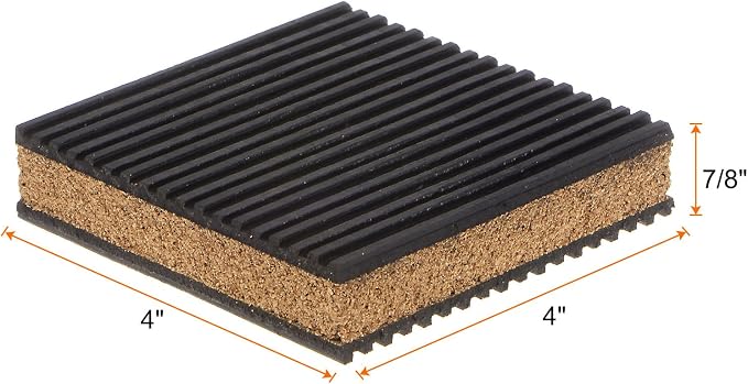 HARFINGTON 8pcs Rubber Anti Vibration Pads 4" x 4" x 7/8" Isolation Vibration - Image 2