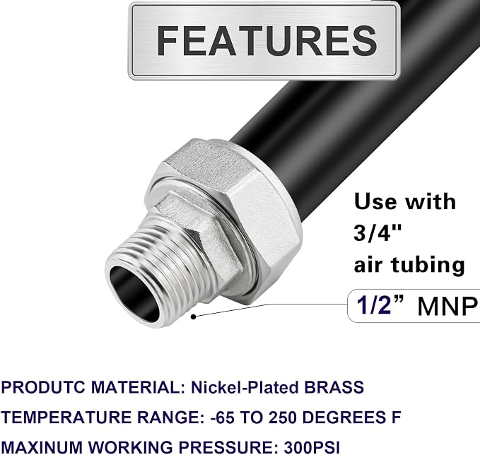 Jingzan Straight Air Piping Fitting, 3/4"Piping x 1/2"Male NPT Adapter - Image 3