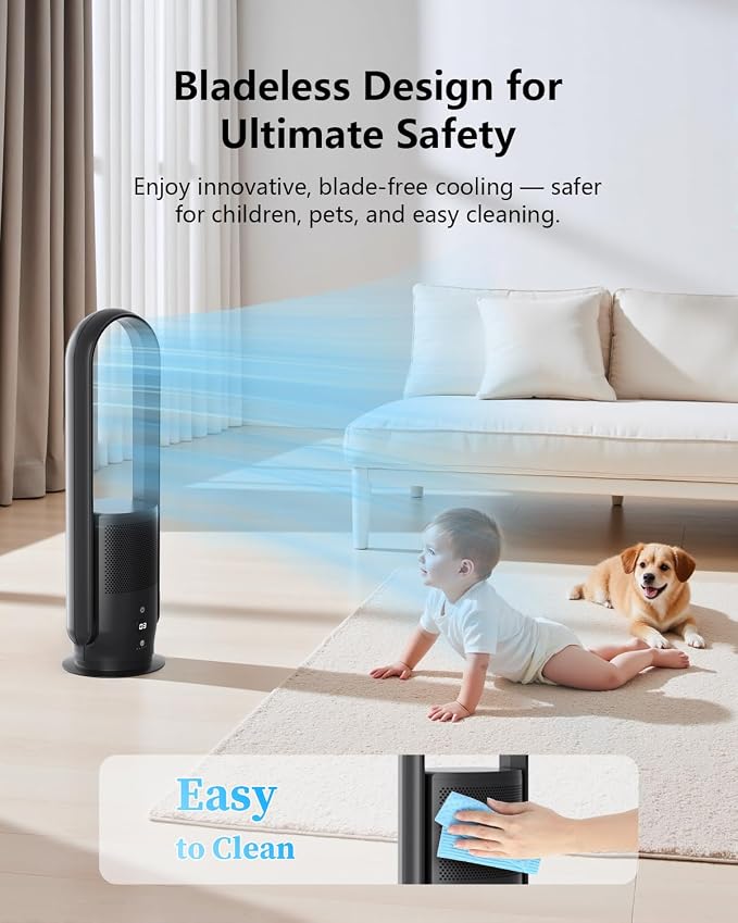 U ULTTY Bladeless Tower Fan and Air Purifier in one, Quiet Tower Fan - Image 3