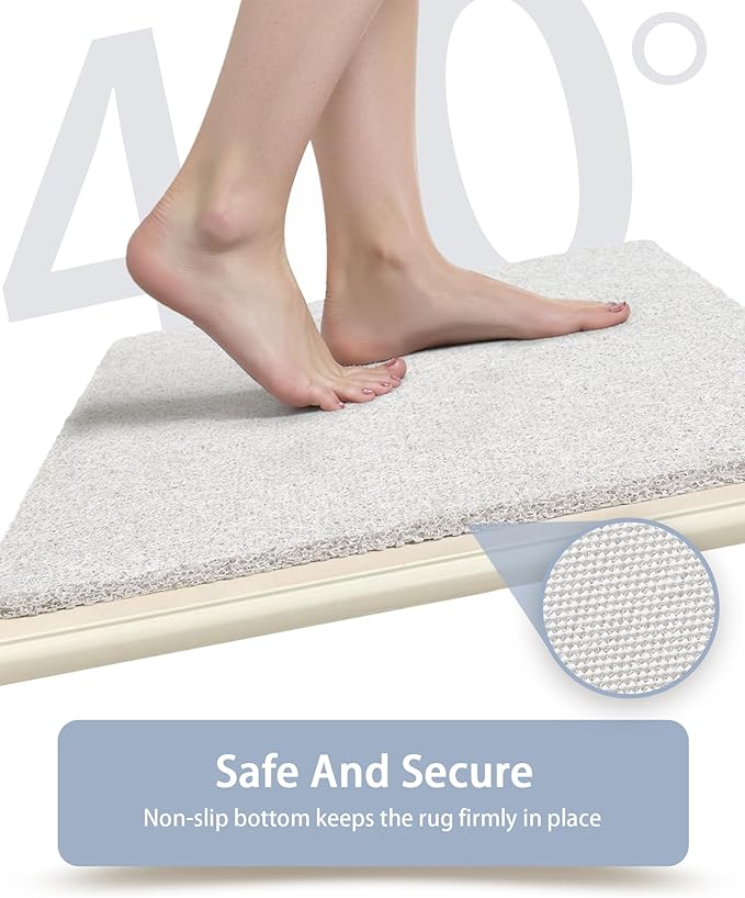 Mecko Square Non-Slip Shower Mats for Inside Shower, Quick-Drying Shower Floor Mat with Foot Scrubber, Anti-Slip Loofah Bathtub Mat for Tub and Wet Areas (White, 24"x24")