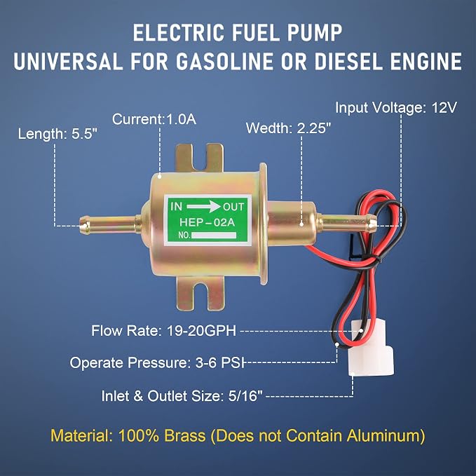 Universal Electric Fuel Pump Kit 12v 3-6 PSI Low Pressure - Image 3