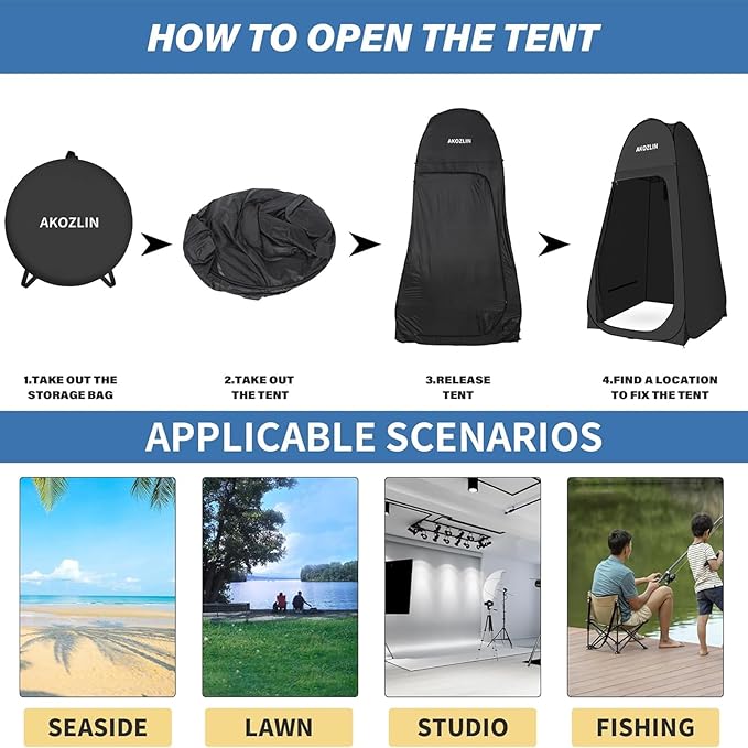 AKOZLIN Portable Pop Up Shower Tent Instant Privacy Dressing Changing Tent Outdoor Shower Room Camp Toilet Tent