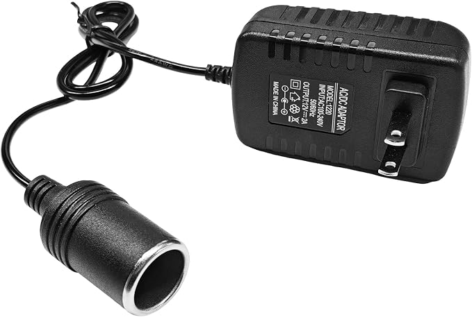 2A 24W AC to DC Converter, 220V to 12V Car Cigarette Lighter to Wall Outlet by Pxobiug