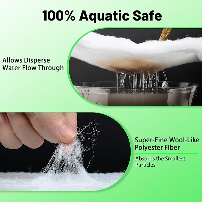 hygger 3/4'' Thick Aquarium Filter Floss 12"x 68" Poly Fiber Fish Tank Filter - Image 3
