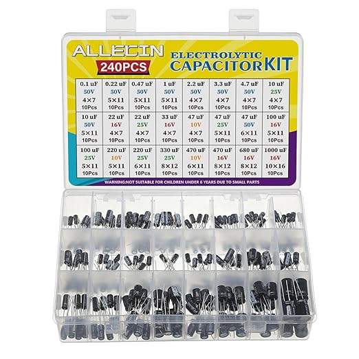 24 Values Electrolytic Capacitor Assortment Kit from 0.1uF to 1000uF 10V 16V by ALLECIN