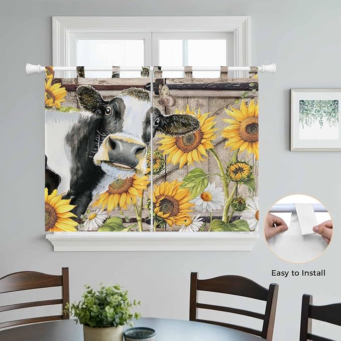 Retro Farmhouse Flower Bedroom Curtains 63 Inch Length, Window Curtains Tab Top - Image 4
