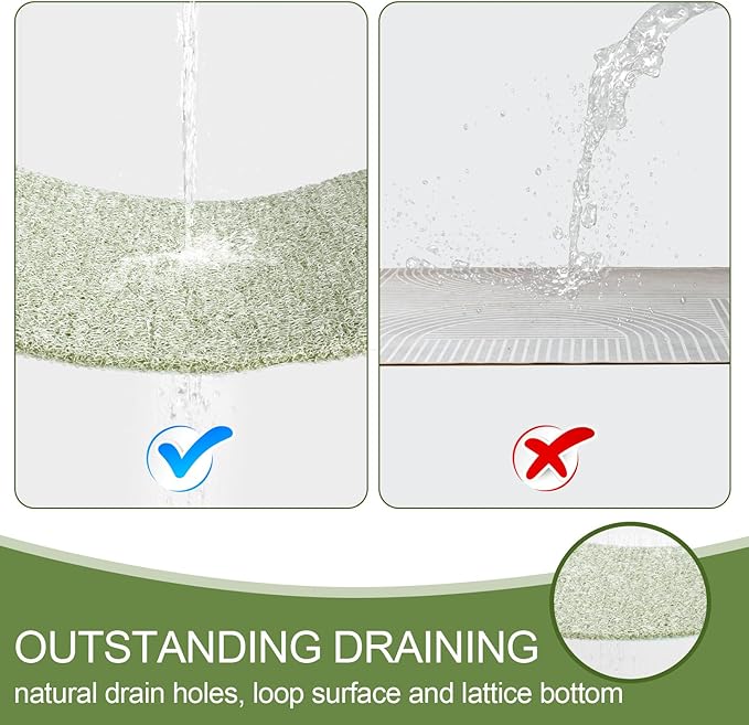 Joyhalo Shower Mats for Showers Anti Slip for Elderly, 24'' x 17'' Non Slip Bath Mat for Inside Shower, Bath Tub Mats for Bathroom Non Slip for Shower, PVC Loofah Bathroom Mats, Mint Green