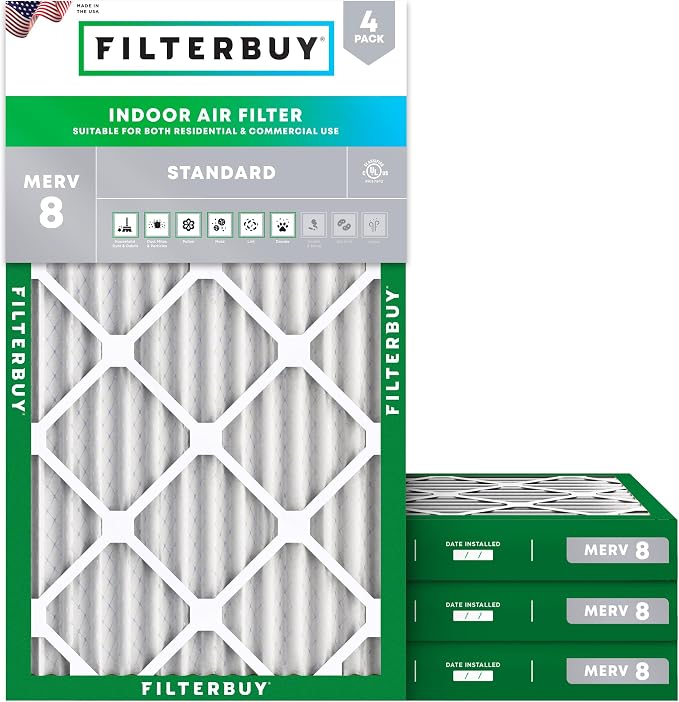 Filterbuy 10x20x2 Air Filter MERV 8 Essential Dust & Allergy Defense, by Filterbuy