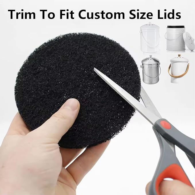 6 Pack Charcoal Filters for Compost Bucket – 6.7 Inch Round Activated Carbon - Image 6