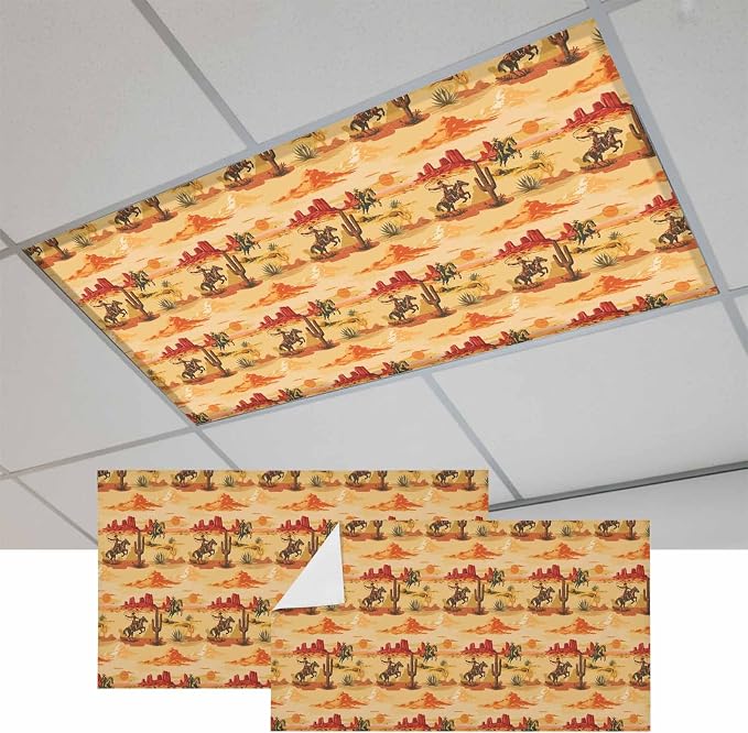 Tropical Plant Cactus Fluorescent Light Covers 2 Pack Western Cowboy Horse by Unknown