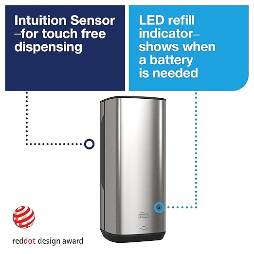 Tork Intuition Sensor Skincare Dispenser Stainless Steel S4, for Hand Soap and Hand Sanitizer, Image Range, 466101