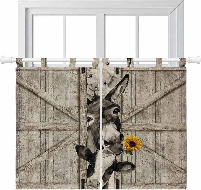 Funny Farm Animals Bedroom Curtains 63 Inch Length, Window Curtains Tab Top by Unknown
