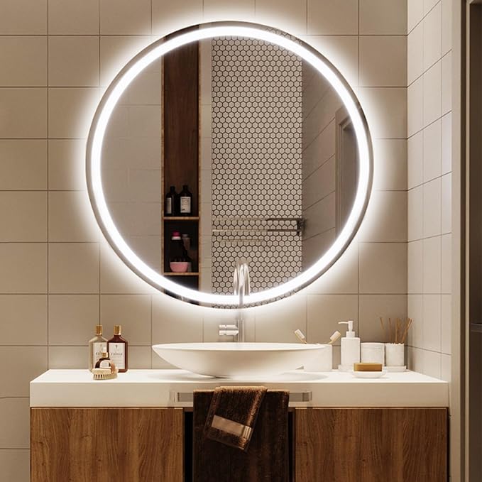 3 Colors LED Bathroom Mirror, Lighted Bathroom Makeup Wall Mounted Mirror - Image 6