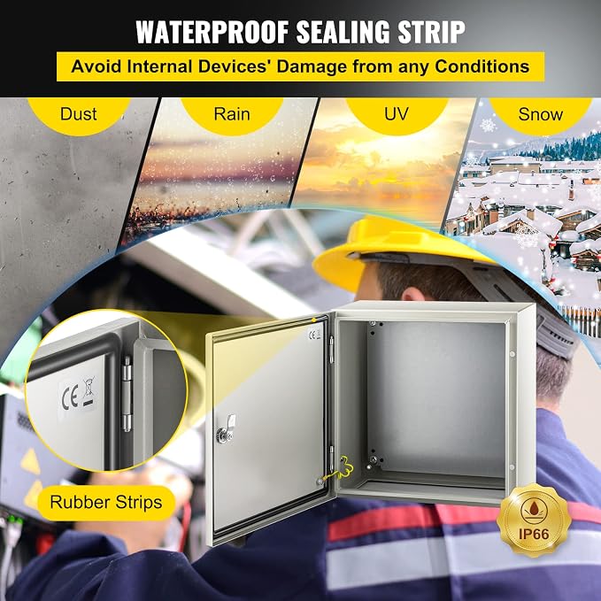 VEVOR NEMA Steel Enclosure, IP66 Waterproof & Dustproof, Outdoor/Indoor - Image 4