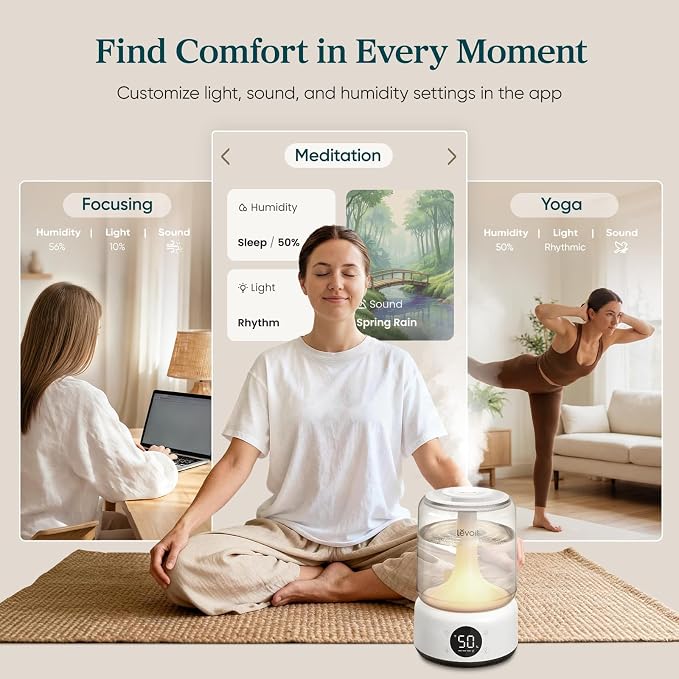 LEVOIT Smart Humidifier for Bedroom, 4.2L Top Fill Cool Mist for Large Room - Image 5